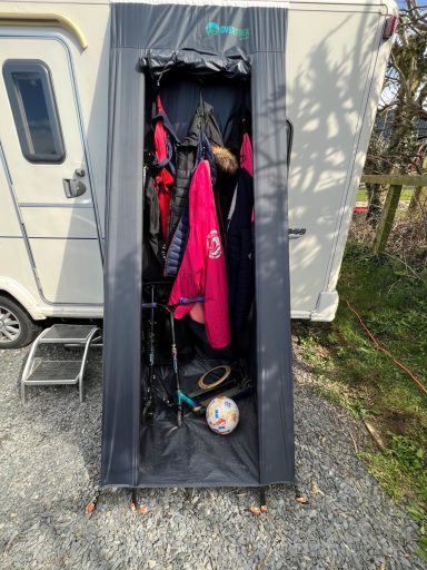 The Caravan Shed filled with coats & toys The Caravan Shed!